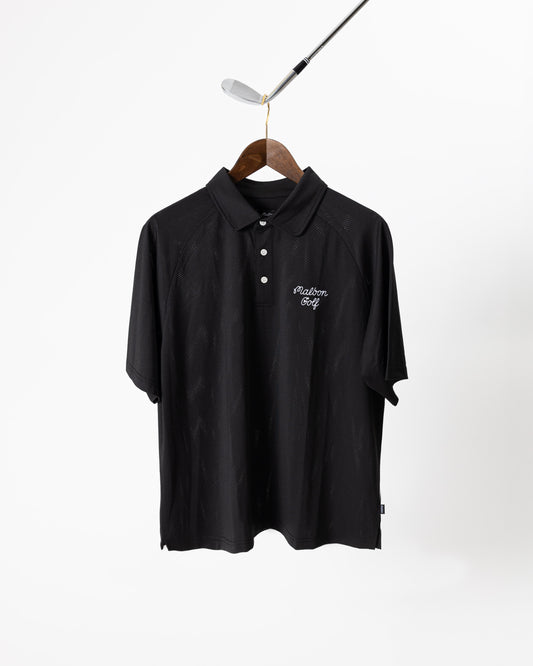 Malbon Golf Evergreen Raglan Sleeve Mesh Polo - Black