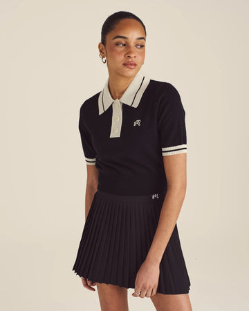 Malbon Golf Womens Mikayla Knit Polo - Black