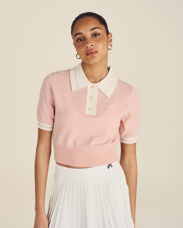 Malbon Golf Womens Mikayla Knit Polo - Dusty Rose