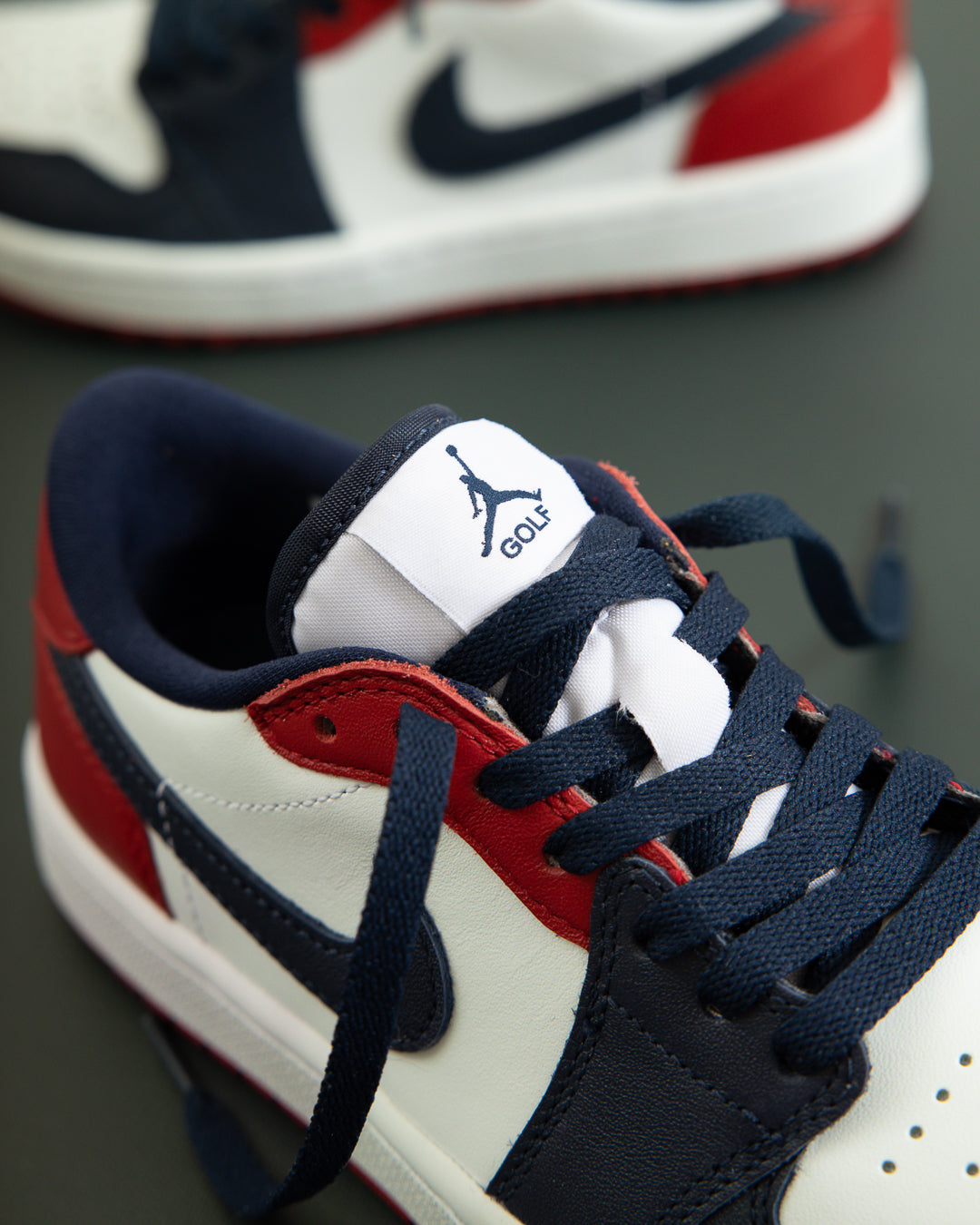 Navy blue and red jordans best sale