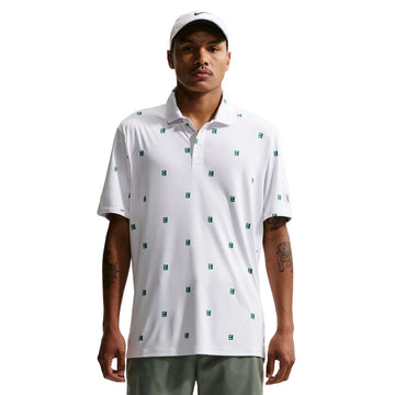 Nike Golf Par 5 Icon Stack Print Polo Shirt - White/Malachite