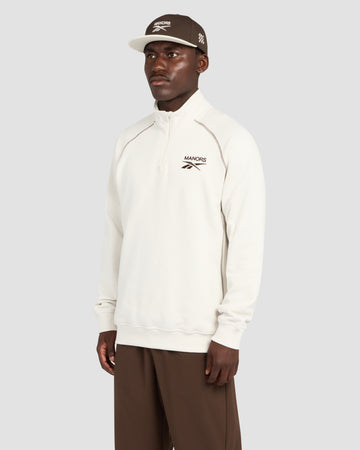 Reebok x Manors Organic 1/4 Zip Pullover - Pebble