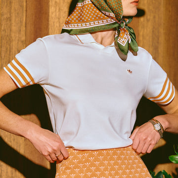 adidas Originals Golf 3-Stripes Polo Shirt - White/Orange