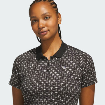 adidas Originals All Over Trefoil Polo - Black / Chalk White