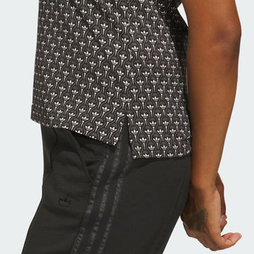 adidas Originals All Over Trefoil Polo - Black / Chalk White