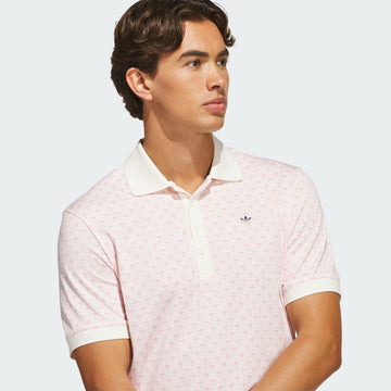 adidas Originals All Over Trefoil Polo with Stripe - St Tropic Bloom/Chalk White