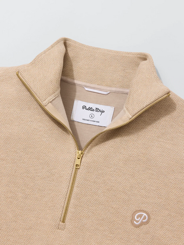 Public Drip The Herringbone Half Zip - Cream