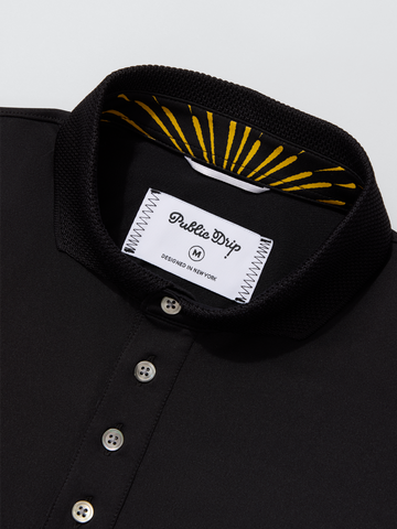 Public Drip Athlete Tonal Polo - Black, collar detail
