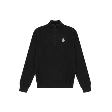 Quiet Golf Owl Mesh Knit 1/4 Zip - Black