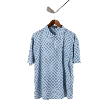 Quiet Golf Monogram Houndstooth Polo - Navy