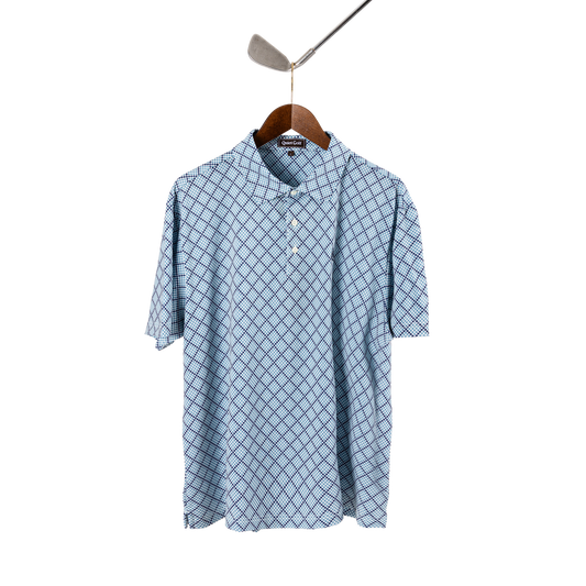 Quiet Golf Monogram Houndstooth Polo - Navy