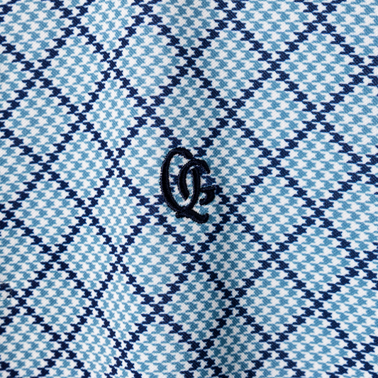 Quiet Golf Monogram Houndstooth Polo - Navy