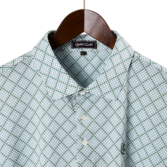 Quiet Golf Monogram Houndstooth Polo - Olive