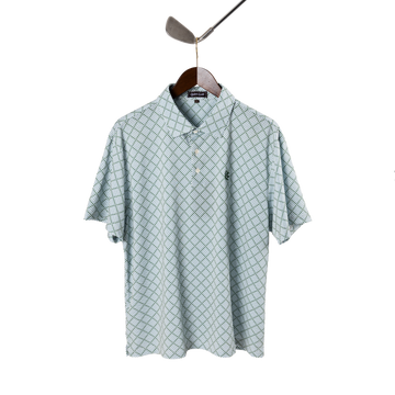 Quiet Golf Monogram Houndstooth Polo - Olive