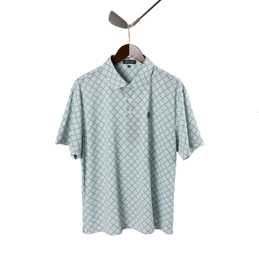 Quiet Golf Monogram Houndstooth Polo - Olive