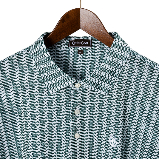 Quiet Golf Monogram Waves Polo - Forest