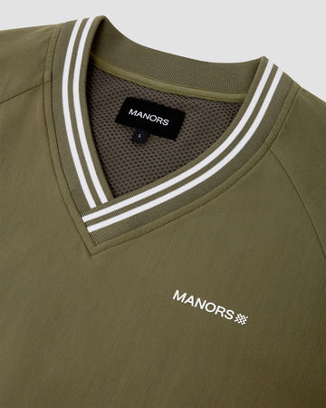 Manors Golf Crosswind Cordura® V-Neck - Dark Olive
