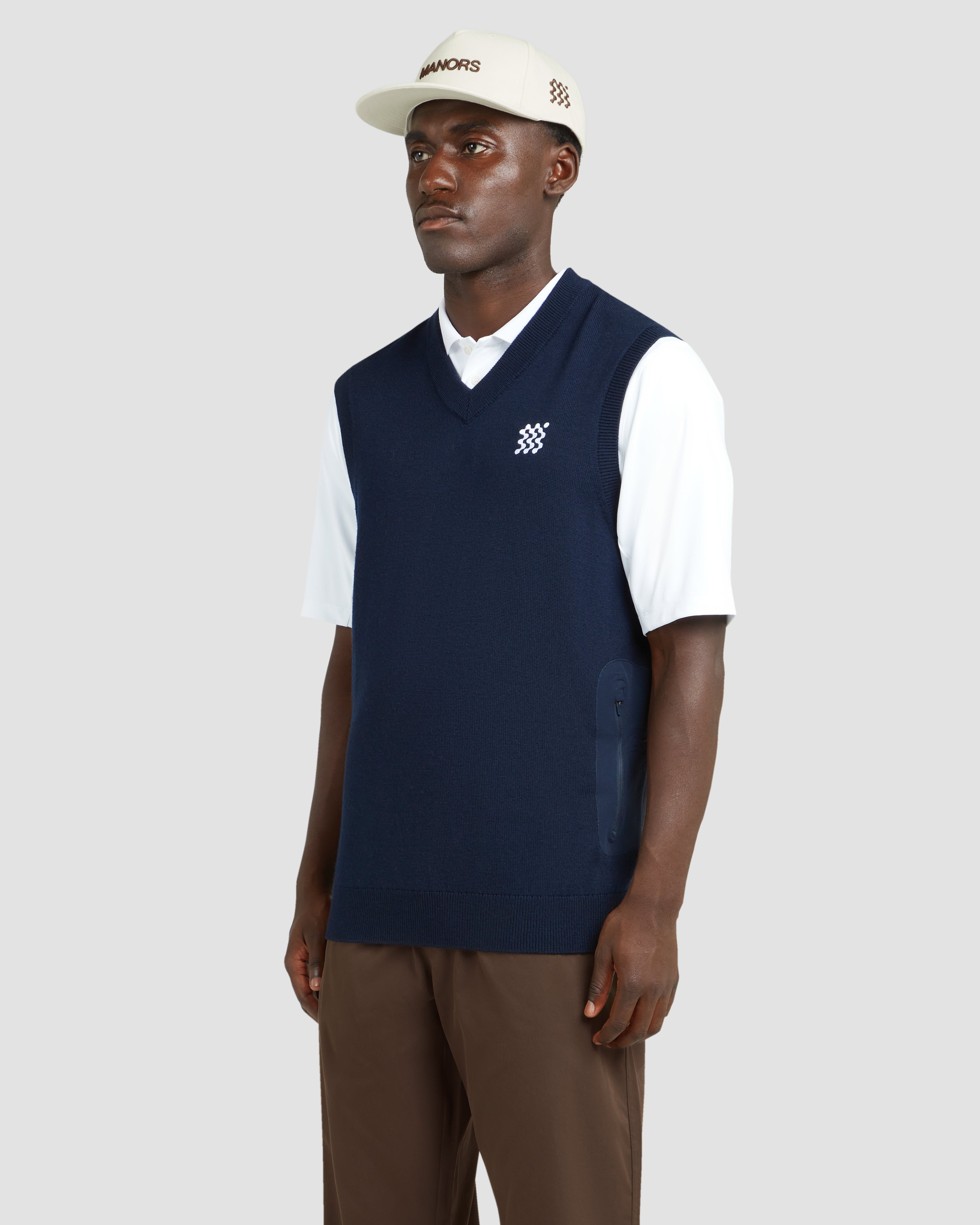 Manors Golf Merino Tech Vest - Midnight – Bisque Golf