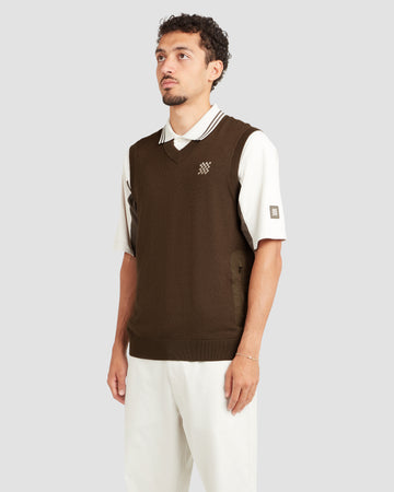 Manors Golf Merino Tech Vest - Hickory Brown
