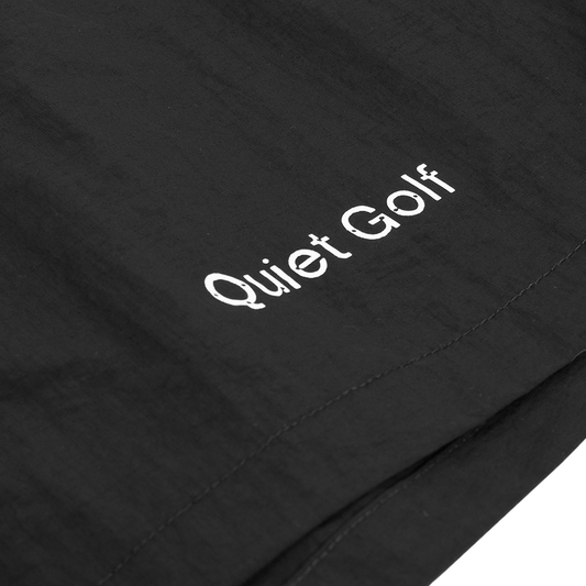 Quiet Golf Typeface Nylon Shorts Black