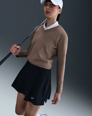 Women's V-Neck Long-Sleeve Golf Top -  Brown