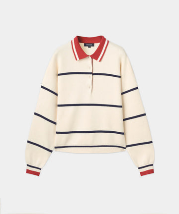 Macade Powder Club Knit Polo Sweater - Powder White