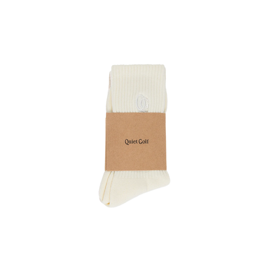 Quiet Golf Monogram Tonal Crew Socks Off White