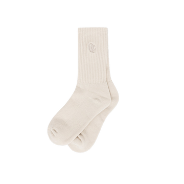 Quiet Golf Monogram Tonal Crew Socks - Beige