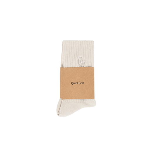 Quiet Golf Monogram Tonal Crew Socks - Beige