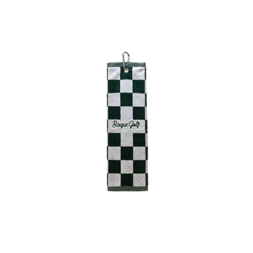 Bisque Golf Jaquard Velvet Tri-Fold Towel - Checkered Dark Green