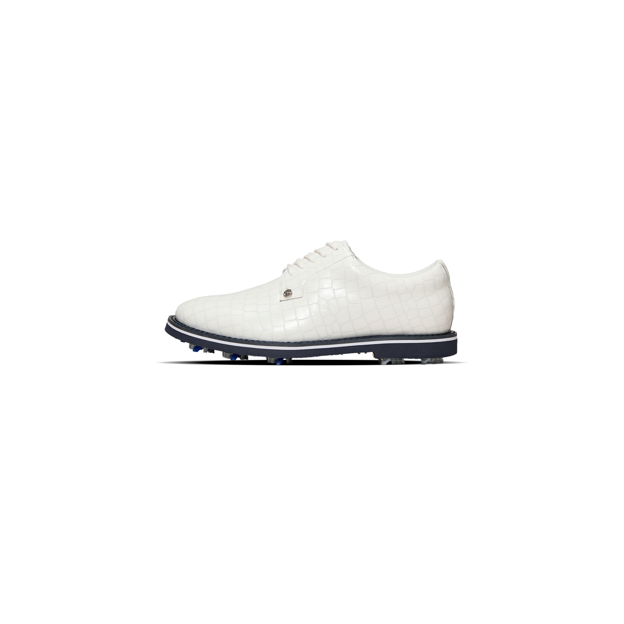 G/FORE Gallivanter Croc-Embossed Leather Derby Golf Shoe – Bisque Golf