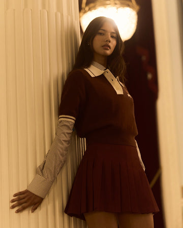 Malbon Golf Womens Mikayla Knit Polo - Red Mahogany