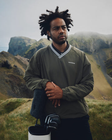 Manors Golf Crosswind Cordura® V-Neck - Dark Olive