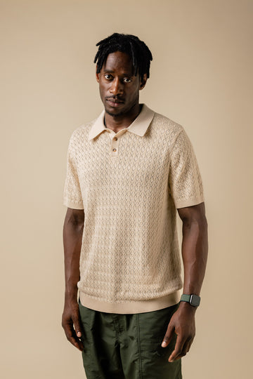 Fella Golf Lionel Creme Knitted Polo