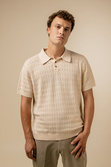 Fella Golf Lionel Creme Knitted Polo