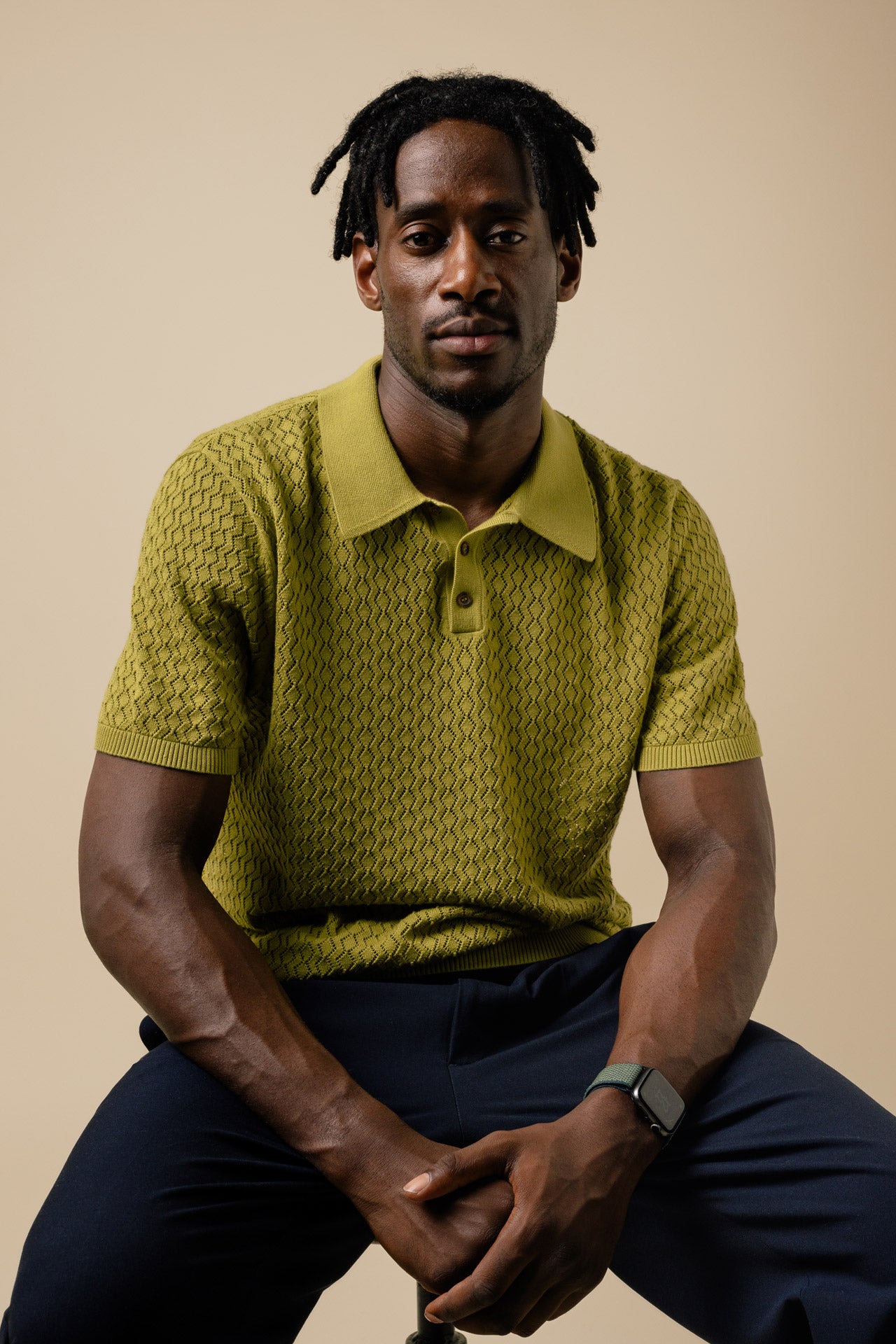 Fella Golf Lionel Chartreuse Knitted Polo – Bisque Golf