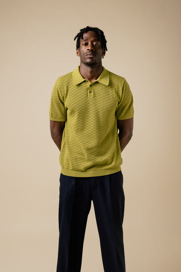 Fella Golf Lionel Chartreuse Knitted Polo