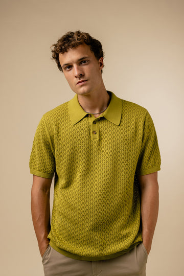 Fella Golf Lionel Chartreuse Knitted Polo