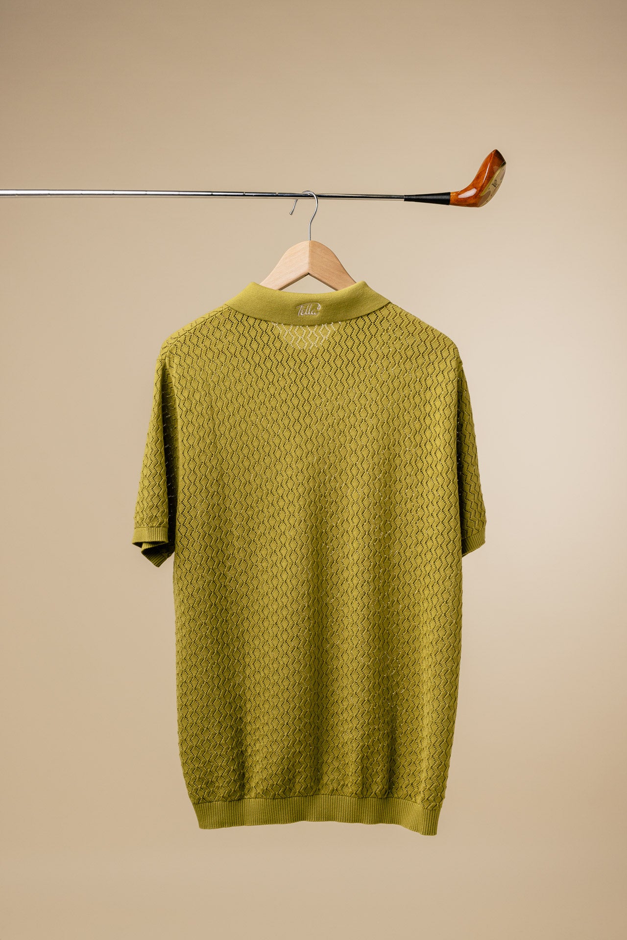 Fella Golf Lionel Chartreuse Knitted Polo – Bisque Golf