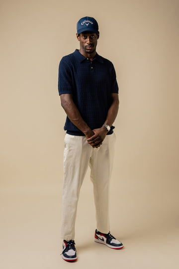 Fella Golf Lionel Navy Knitted Polo