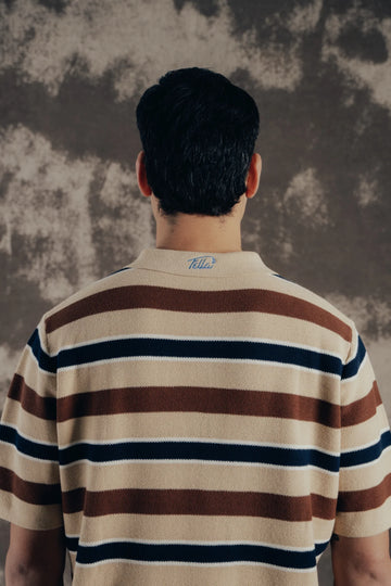 Fella Golf Jake Instarsia Knit Polo - Toffee Brown