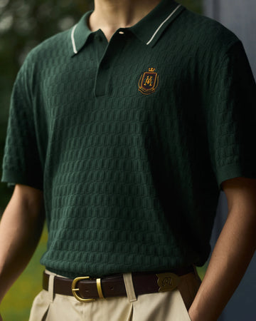 Malbon Golf Crest Knit Polo - Myrtle