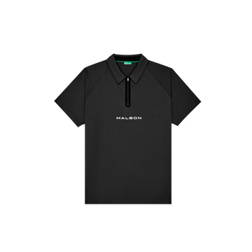 Malbon Golf Performance Zip Raglan Polo - Black