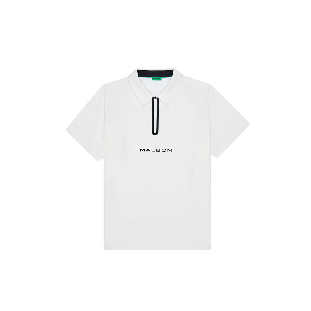 Malbon Golf Performance Zip Raglan Polo - White – Bisque Golf