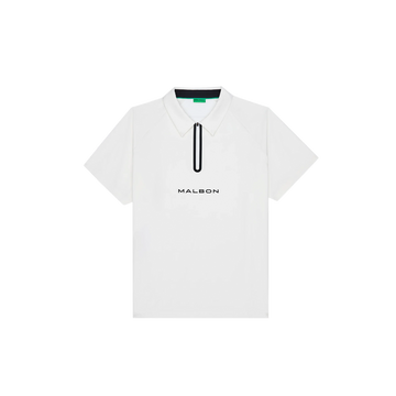 Malbon Golf Performance Zip Raglan Polo - White