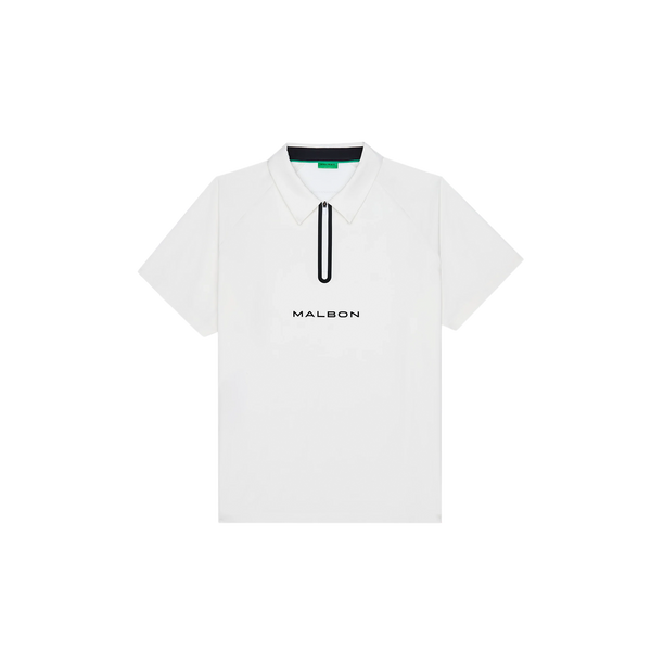 Malbon Golf Performance Zip Raglan Polo - White – Bisque Golf
