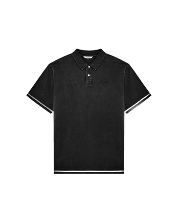 Malbon Fairway Overdyed Polo - Black front