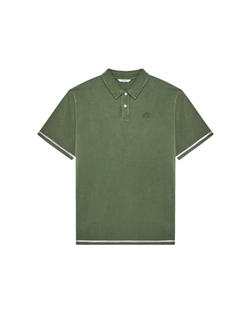 Malbon Fairway Overdyed Polo - Rifle Green front