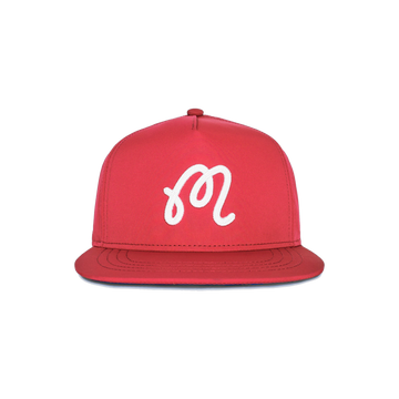 Malbon M Chain Stitch Snapback - Crimson Red