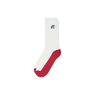 Malbon Mountain Sock - Ivory/Scarlet